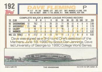 1992 Topps - Gold #192 Dave Fleming Back