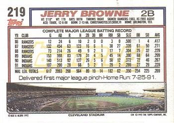 1992 Topps - Gold #219 Jerry Browne Back