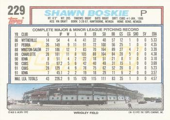 1992 Topps - Gold #229 Shawn Boskie Back
