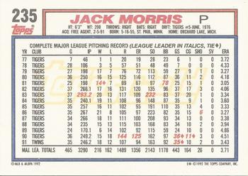 1992 Topps - Gold #235 Jack Morris Back