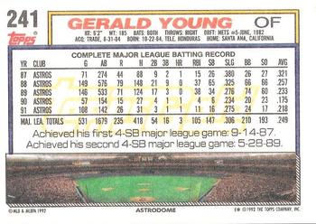 1992 Topps - Gold #241 Gerald Young Back
