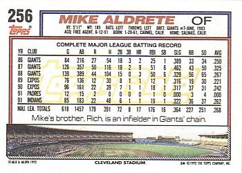 1992 Topps - Gold #256 Mike Aldrete Back