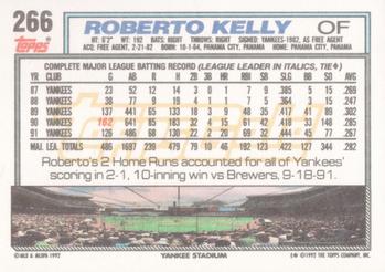 1992 Topps - Gold #266 Roberto Kelly Back