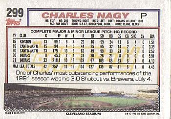 1992 Topps - Gold #299 Charles Nagy Back