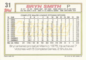 1992 Topps - Gold #31 Bryn Smith Back