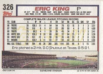 1992 Topps - Gold #326 Eric King Back