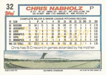 1992 Topps - Gold #32 Chris Nabholz Back