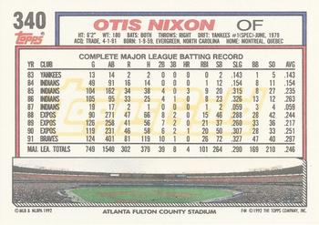 1992 Topps - Gold #340 Otis Nixon Back