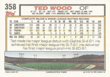 1992 Topps - Gold #358 Ted Wood Back