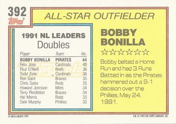 1992 Topps - Gold #392 Bobby Bonilla Back
