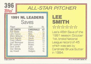 1992 Topps - Gold #396 Lee Smith Back