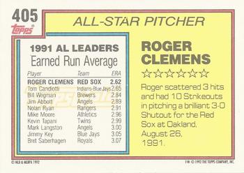 1992 Topps - Gold #405 Roger Clemens Back