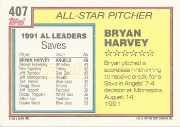 1992 Topps - Gold #407 Bryan Harvey Back