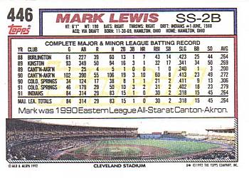 1992 Topps - Gold #446 Mark Lewis Back