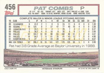 1992 Topps - Gold #456 Pat Combs Back