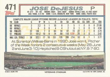 1992 Topps - Gold #471 Jose DeJesus Back