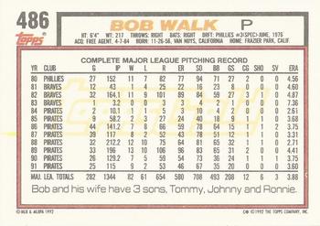 1992 Topps - Gold #486 Bob Walk Back