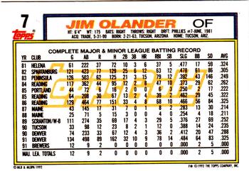 1992 Topps - Gold #7 Jim Olander Back