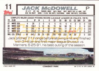 1992 Topps - Gold #11 Jack McDowell Back