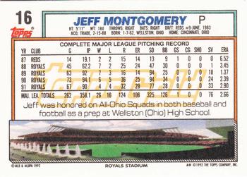 1992 Topps - Gold #16 Jeff Montgomery Back