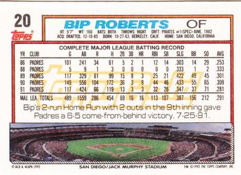 1992 Topps - Gold #20 Bip Roberts Back
