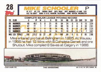 1992 Topps - Gold #28 Mike Schooler Back