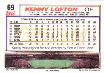 1992 Topps - Gold #69 Kenny Lofton Back