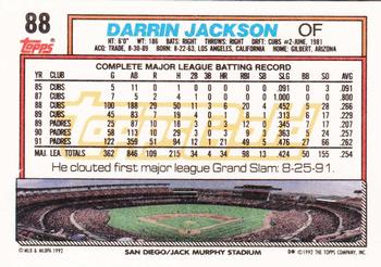 1992 Topps - Gold #88 Darrin Jackson Back