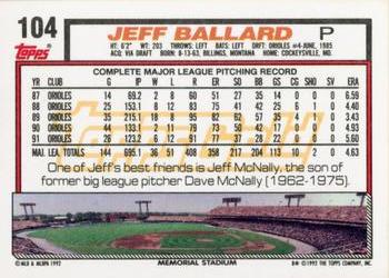 1992 Topps - Gold #104 Jeff Ballard Back
