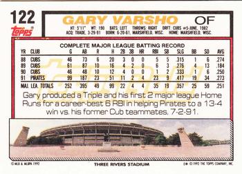 1992 Topps - Gold #122 Gary Varsho Back