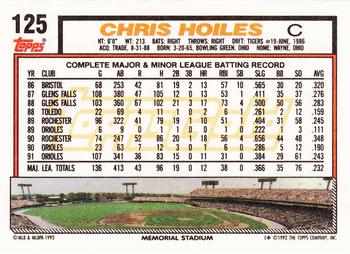 1992 Topps - Gold #125 Chris Hoiles Back