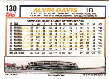 1992 Topps - Gold #130 Alvin Davis Back