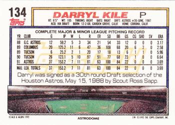 1992 Topps - Gold #134 Darryl Kile Back