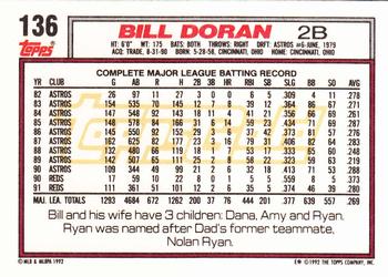 1992 Topps - Gold #136 Bill Doran Back