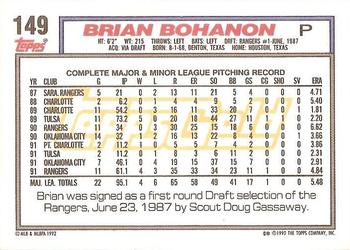 1992 Topps - Gold #149 Brian Bohanon Back