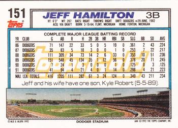 1992 Topps - Gold #151 Jeff Hamilton Back