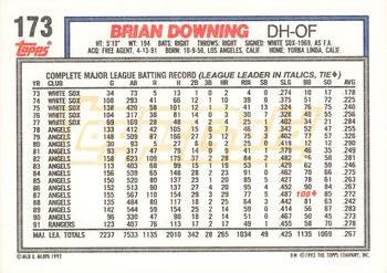 1992 Topps - Gold #173 Brian Downing Back