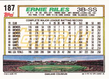 1992 Topps - Gold #187 Ernie Riles Back
