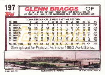 1992 Topps - Gold #197 Glenn Braggs Back
