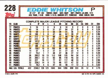 1992 Topps - Gold #228 Ed Whitson Back