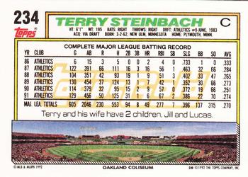 1992 Topps - Gold #234 Terry Steinbach Back