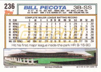 1992 Topps - Gold #236 Bill Pecota Back