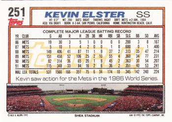 1992 Topps - Gold #251 Kevin Elster Back