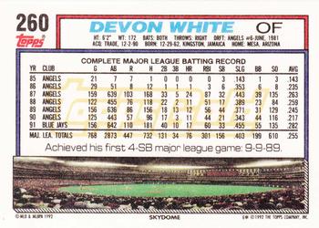 1992 Topps - Gold #260 Devon White Back