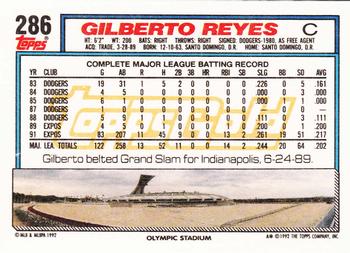 1992 Topps - Gold #286 Gilberto Reyes Back
