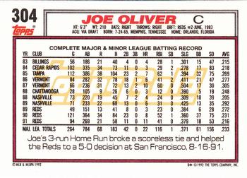 1992 Topps - Gold #304 Joe Oliver Back