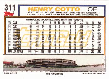 1992 Topps - Gold #311 Henry Cotto Back
