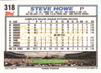 1992 Topps - Gold #318 Steve Howe Back