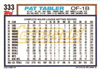 1992 Topps - Gold #333 Pat Tabler Back