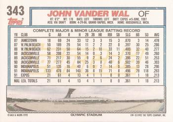 1992 Topps - Gold #343 John Vander Wal Back